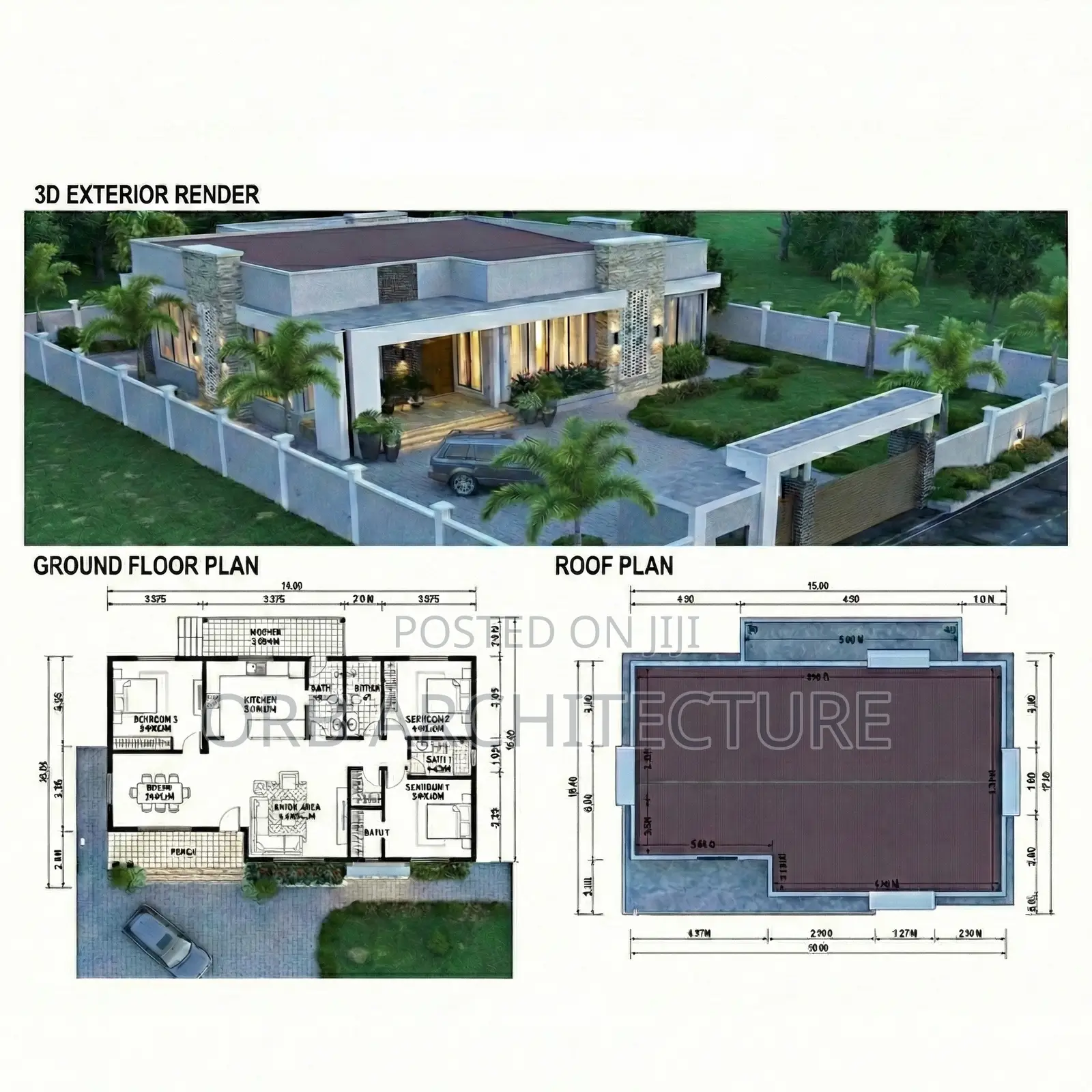 Modern 3 Bedroom Plans (Customizable)