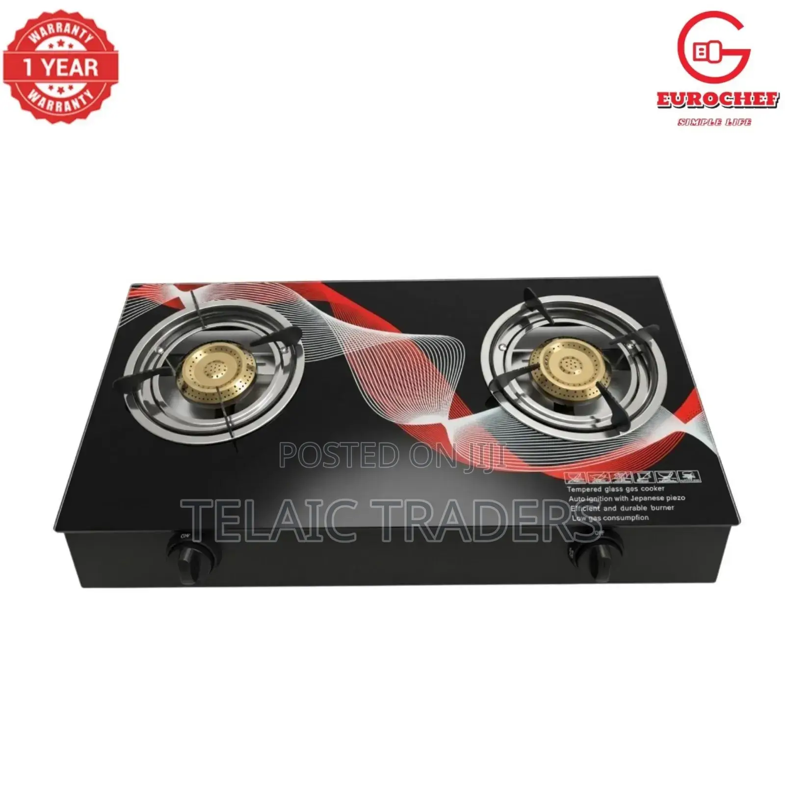 Eurochef 2 Burner Glass Top Cooker