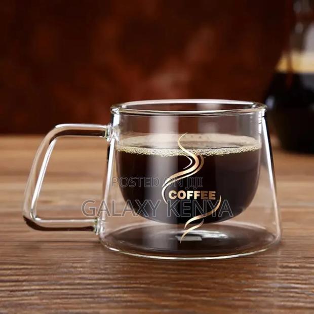2pcs Heat-Resistant Double Wall Glass Coffee Mug – 200ml Each