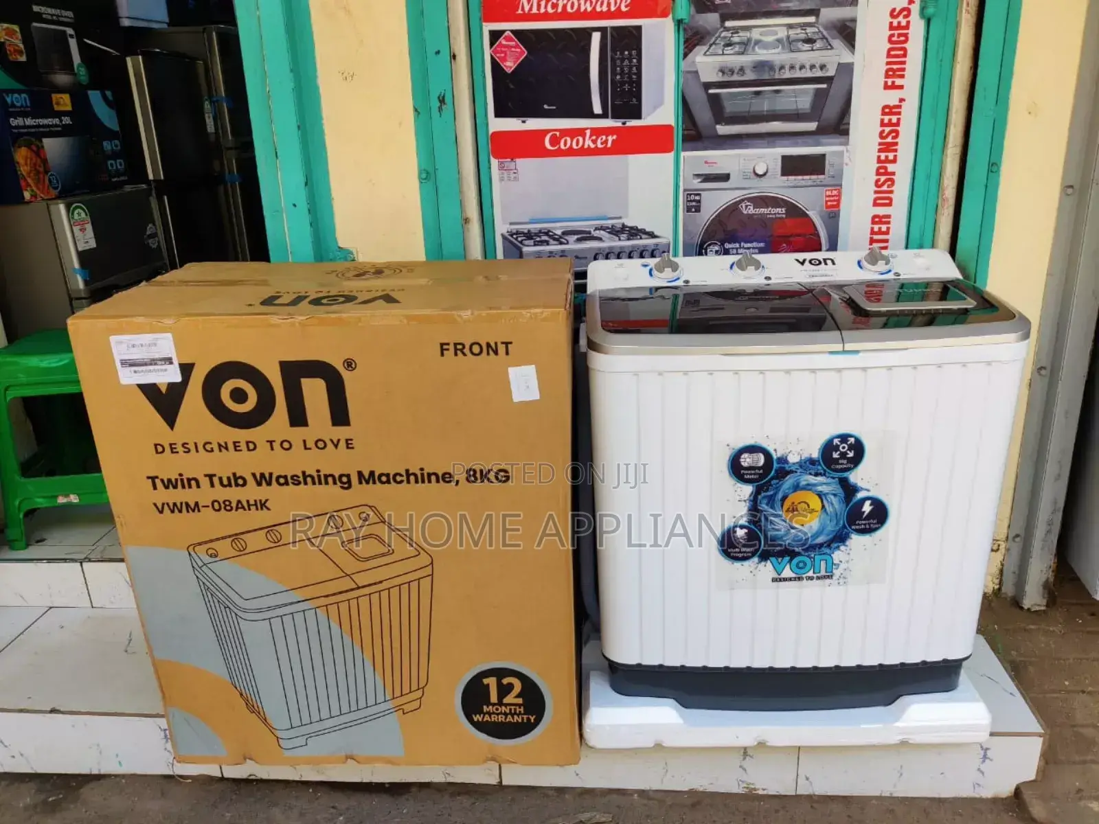 Von 8kgs Twin Tub Washing Machine Semi-Automatic