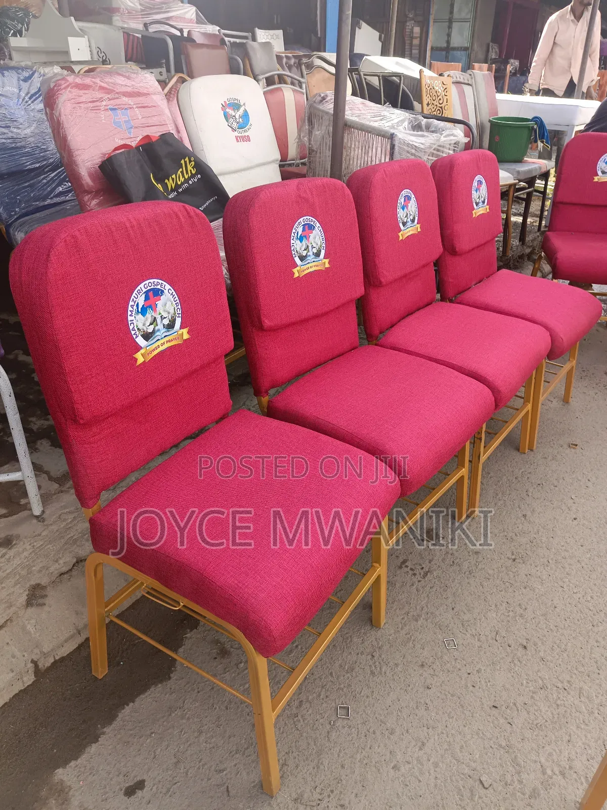 Stackable Church Chairs, Branded With Powder Coated Frame 