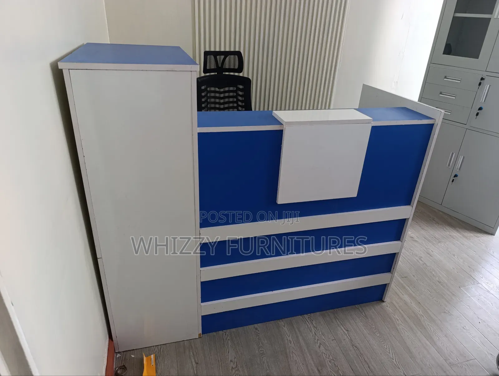 1.4m Blue Reception Desk