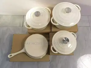 7pieces White Enamel Cast Iron Cooking Pots
