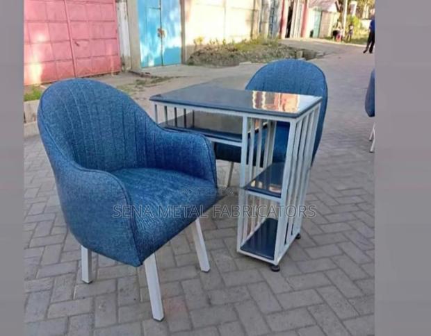 Blue Manicure Table Set With Two Stylish Chairs - main view