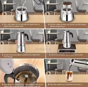 600ml Stainless Steel Coffee Italian Pot Espresso Coffee Maker 6cups