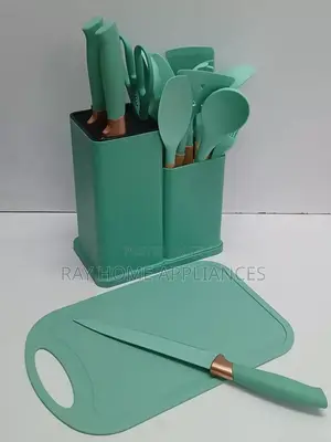 19pieces Heat Resistance Silicone Spoon Set Grey Green