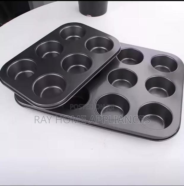 Non Stick Cupcake Tray 12 Holes Metallic - thumbnail 2