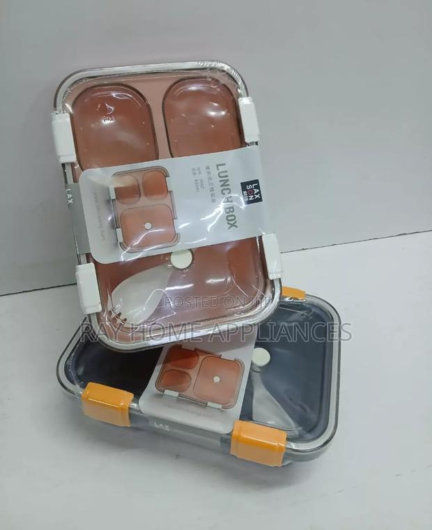 3 Grid Snack Box Plastic Bpa Free 850ml Blue And Pink - thumbnail 2