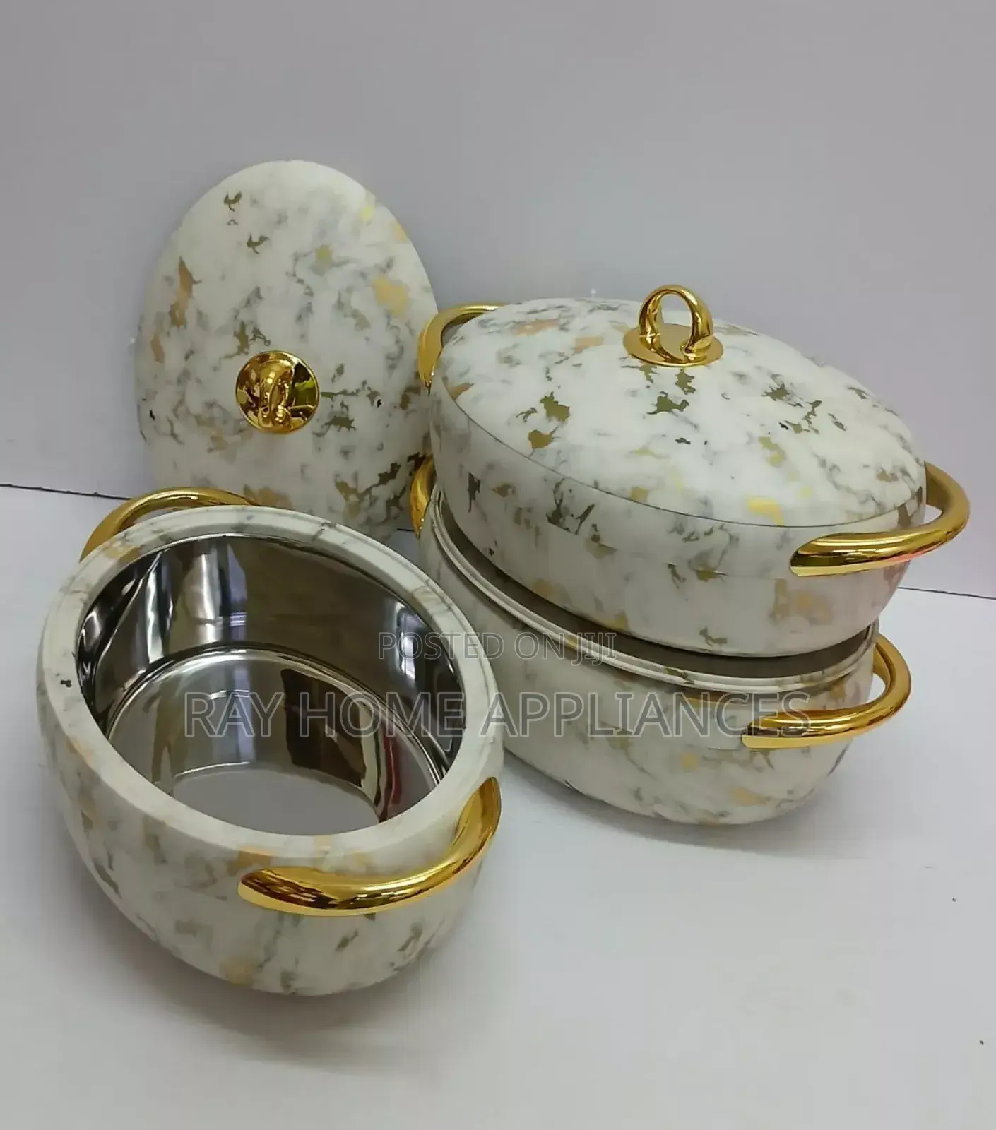 Nordic Insulated Hotpots Marble Effect Set Capacity:3l,2.5l 2l