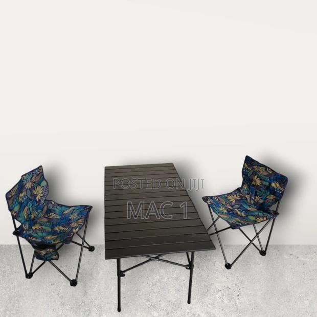 2 Set Camping Chairs and a Foldable Metallic Table - main view
