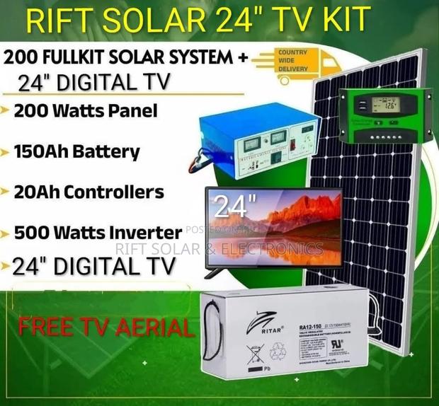 200 Watts Solar Full Kit - 24" Digital Led Tv Home Package