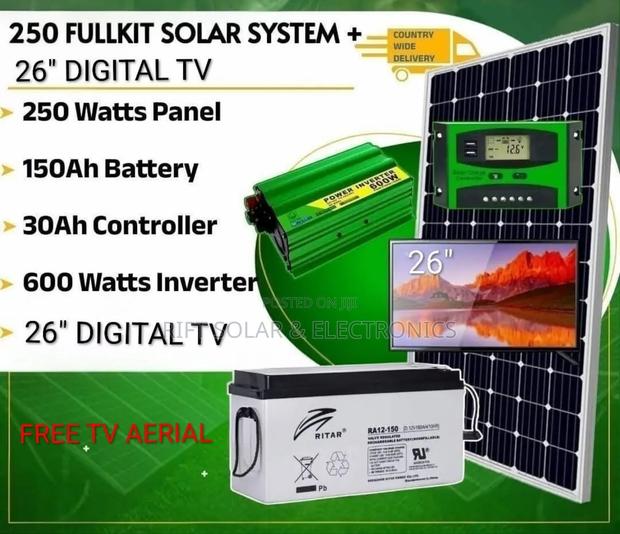 250 Watts Solar Full Kit - 26" Digital Led Tv Home Package