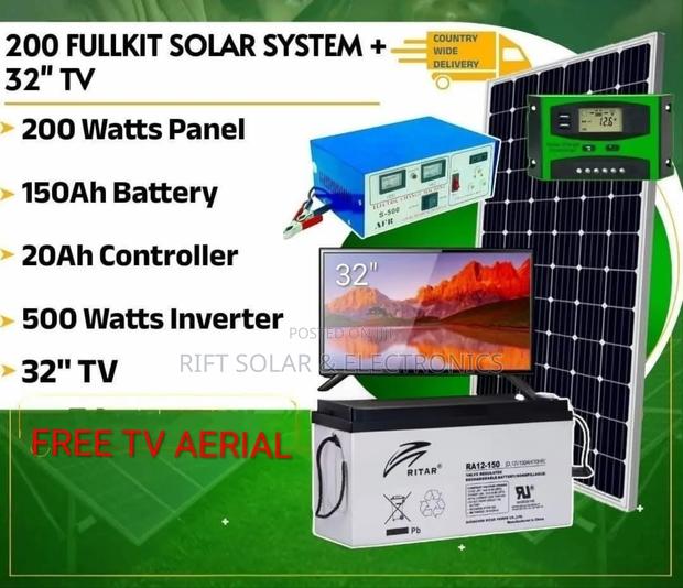200 Watts Solar Package 150ah Battery - 32" Smart Led Tv Free Aerial - main view