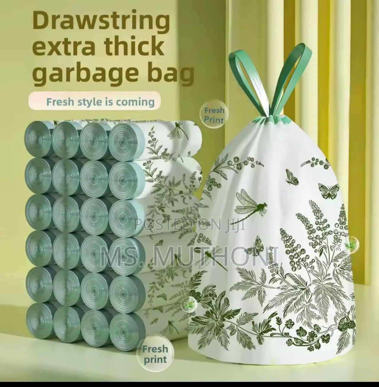 50pcs Set Thickened Aerial Kitchen Garbage Bags With Drawstrings