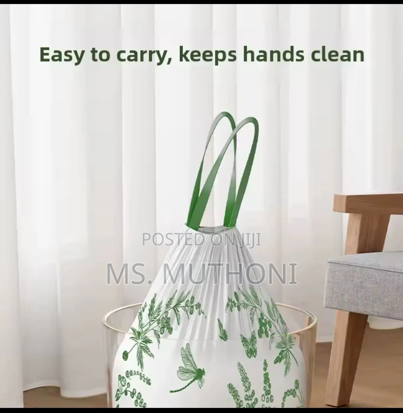 50pcs Set Thickened Aerial Kitchen Garbage Bags With Drawstrings
