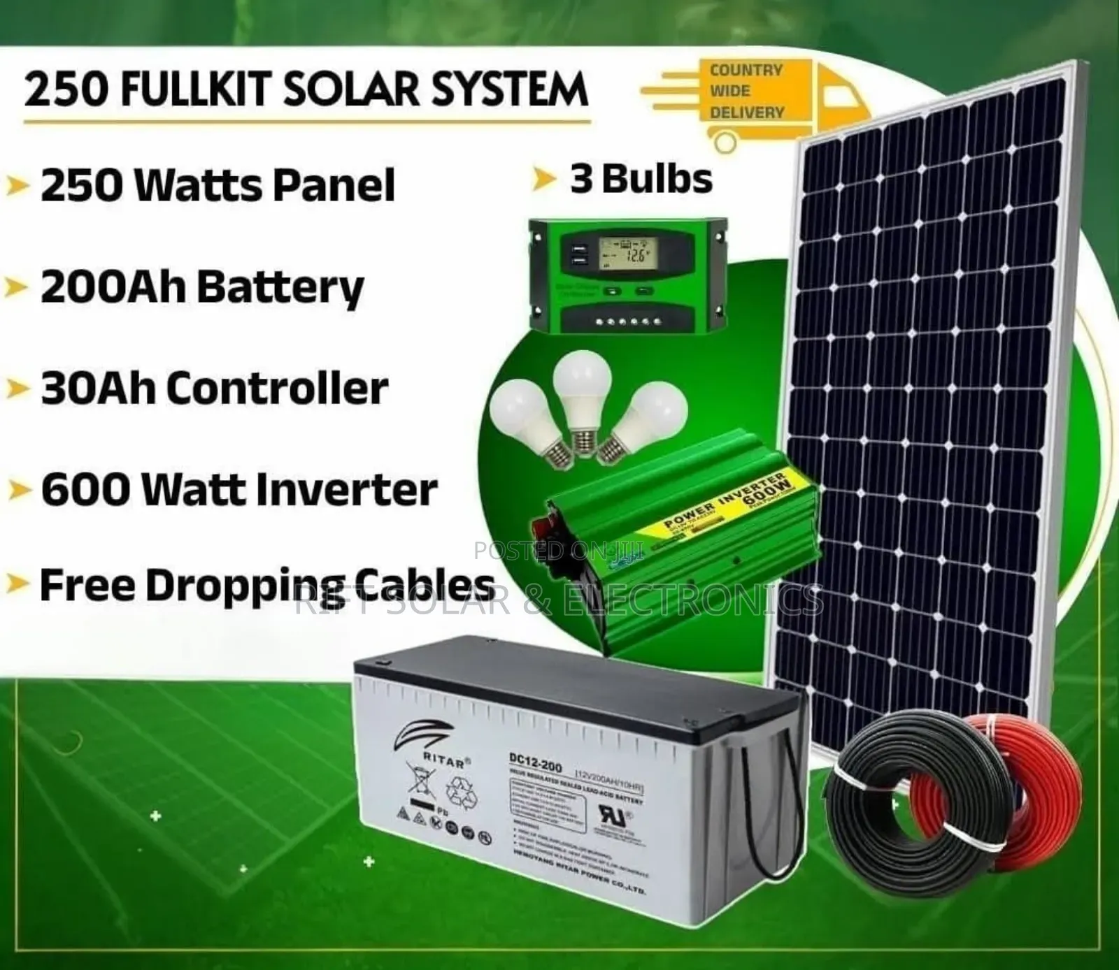 Boma Yetu 250 Watts Full Solar Package - 200ah Heavy Duty Battery