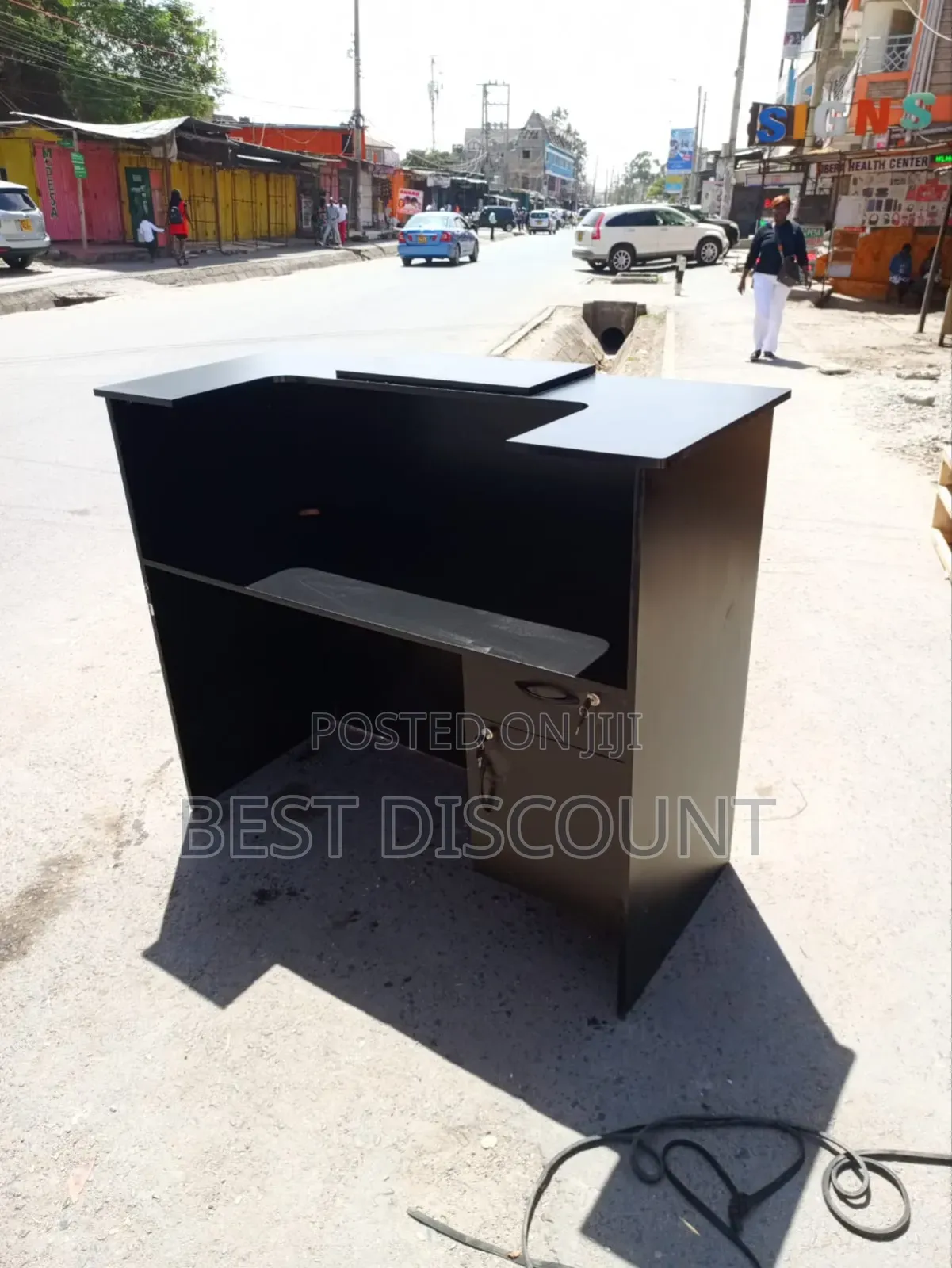 All Black Receptionist Table