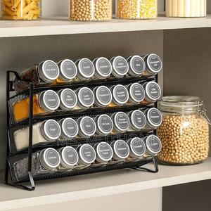 Spice Rack Organizer , 28 Spice Jars With Silver Lids, Funnel, Labels - main view