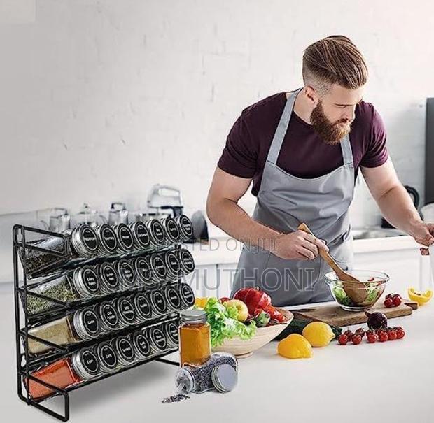 Spice Rack Organizer , 28 Spice Jars With Silver Lids, Funnel, Labels - thumbnail 4