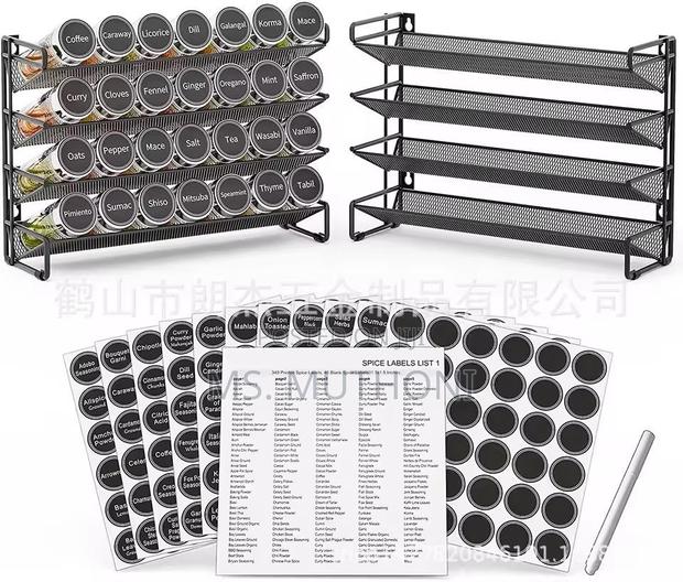 Spice Rack Organizer , 28 Spice Jars With Silver Lids, Funnel, Labels - thumbnail 2