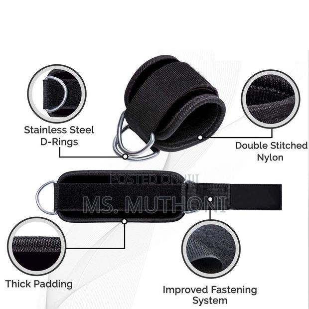A Pair of Adjustable Fitness Ankle Straps for Cable Machines Use . - thumbnail 3