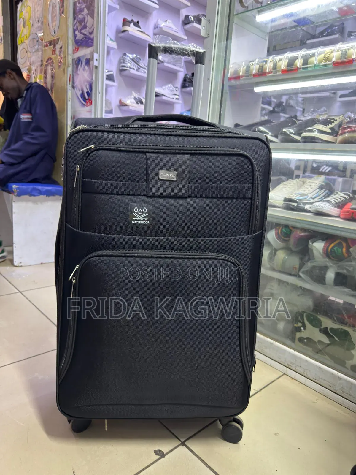 Medium Black Fabric Suitcase