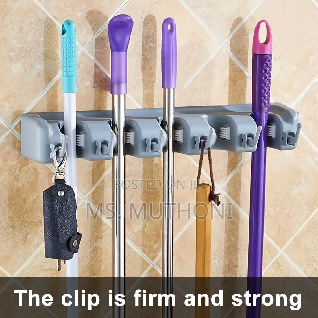 Wall-Mounted Broom and Mop Holder / Organizer