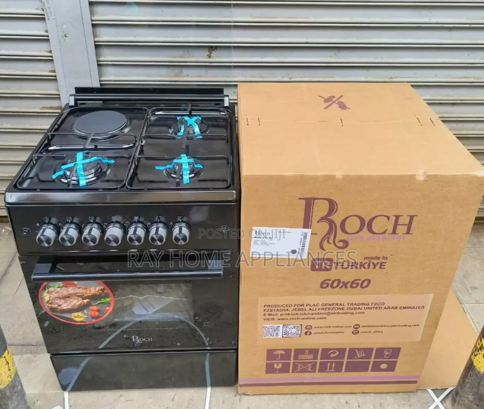 Turkey Roch Black 60cm*60cm Standing Cooker 3gas+1electricplate Cooker