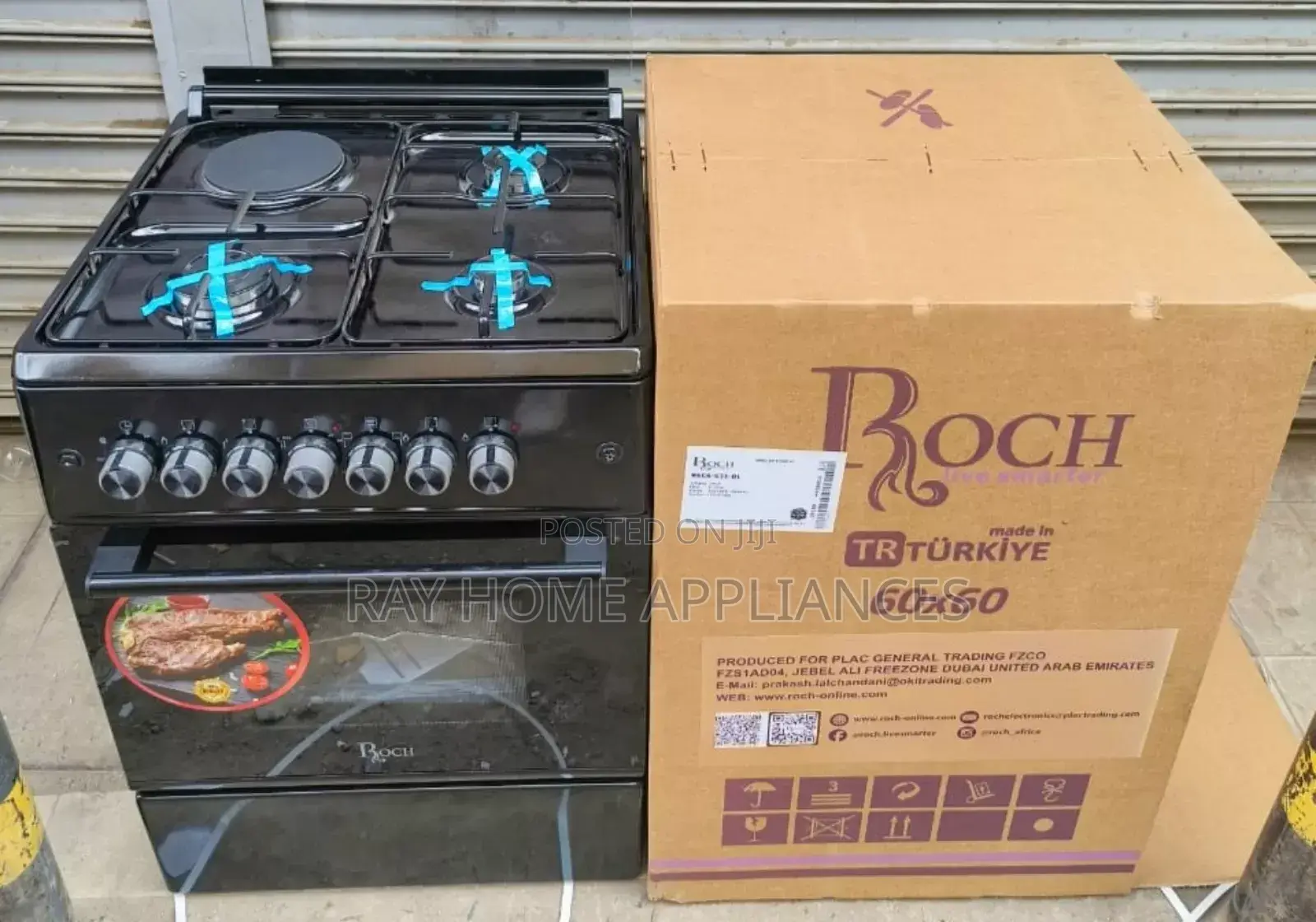 60cm*60cm Roch Black 3gas+1electric Plate Standing Cooker