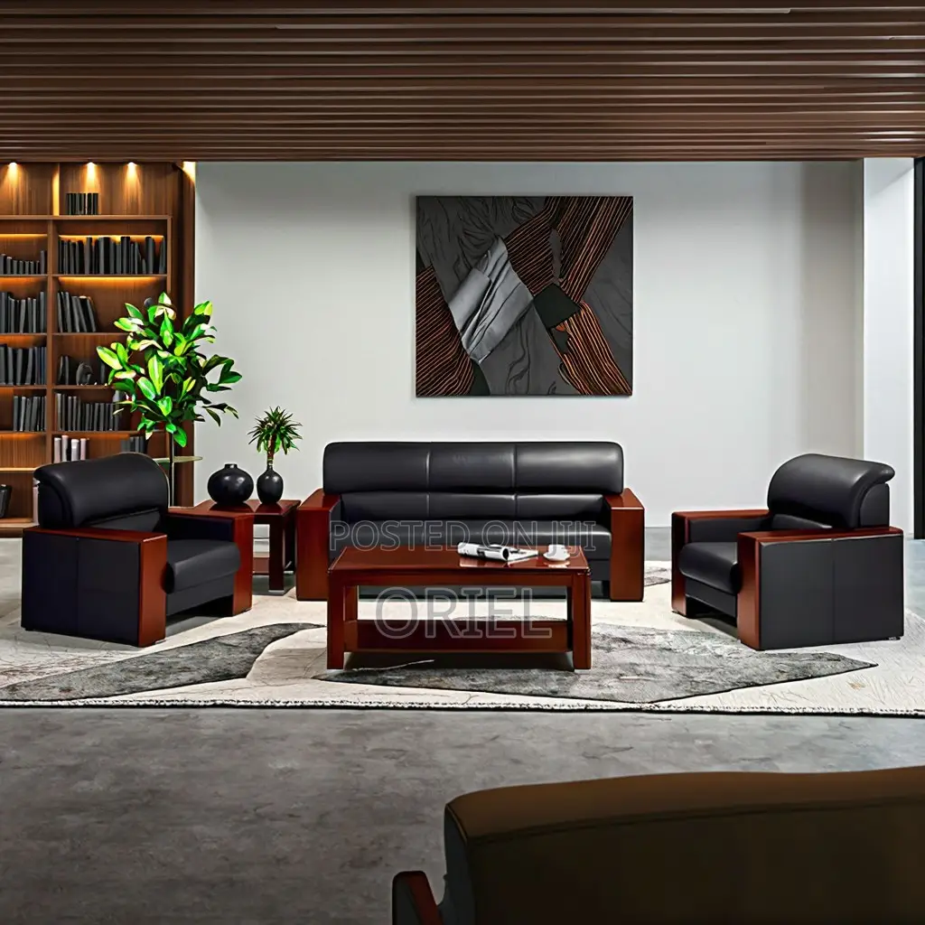 Office Sofa; 5-Seater Leather Office Sofa