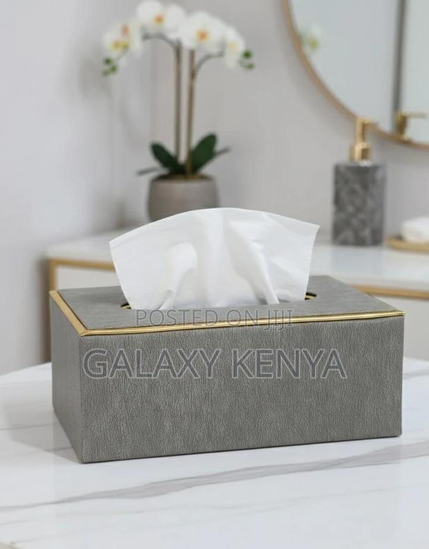 Light Luxury Nordic Creative Leather Gold Tissue Box - thumbnail 2