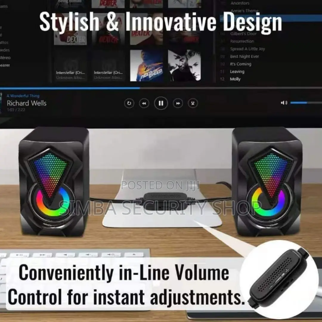X2 RGB Gaming Usb Pc Speakers Led Wired Computer Laptop 6w Backlit 2.0