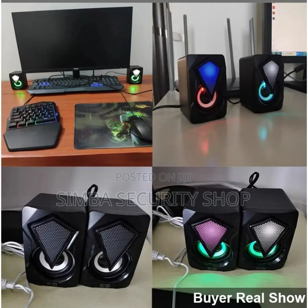 X2 RGB Gaming Usb Pc Speakers Led Wired Computer Laptop 6w Backlit 2.0