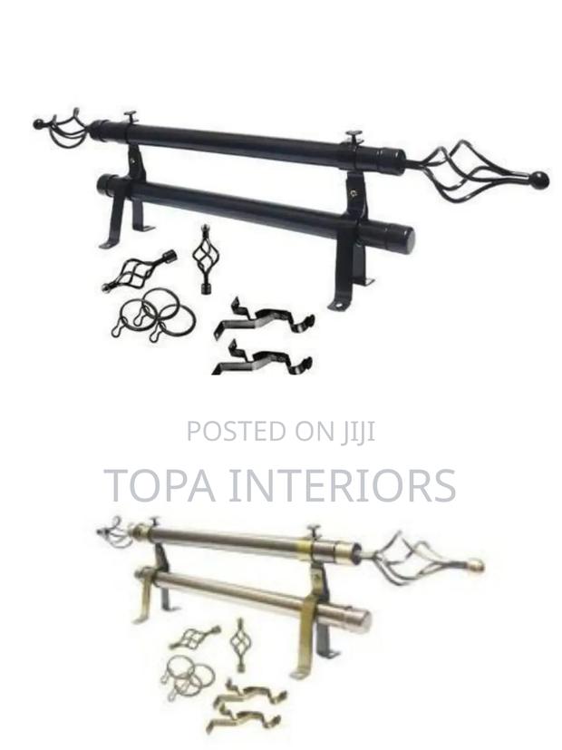 Telescopic 2m Double Adjustable Curtain Rods Set With All Accessories