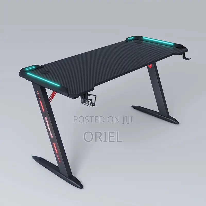 1.2m Gaming Desk : Z Shape Rgb Led Light Gaming Desk