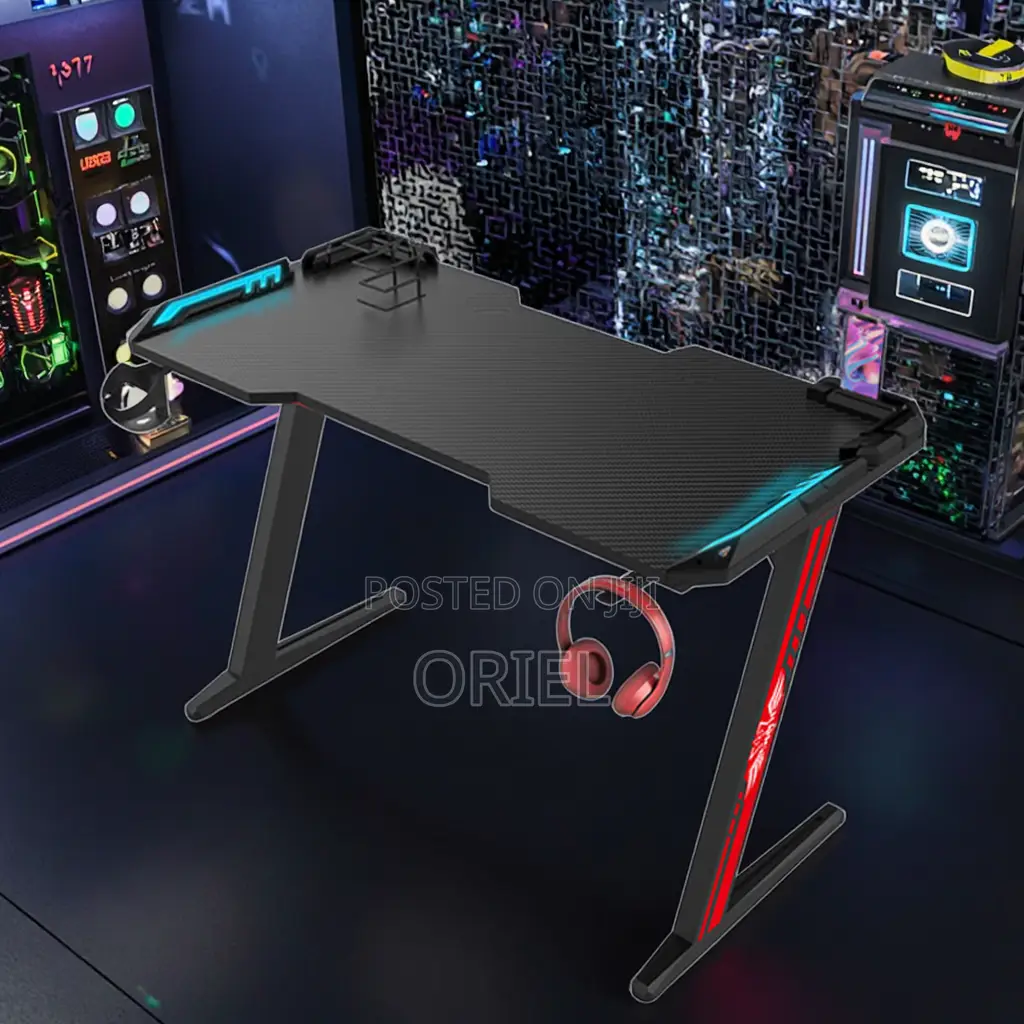 1.2m Gaming Desk : Z Shape Rgb Led Light Gaming Desk