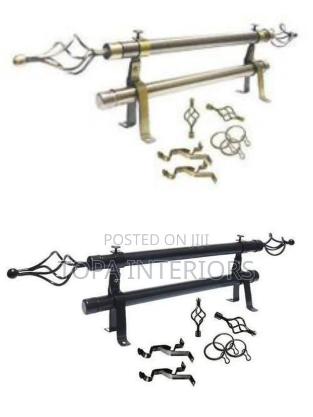 2 Metres Double Telescopic Adjustable Curtain Rods With Accessories