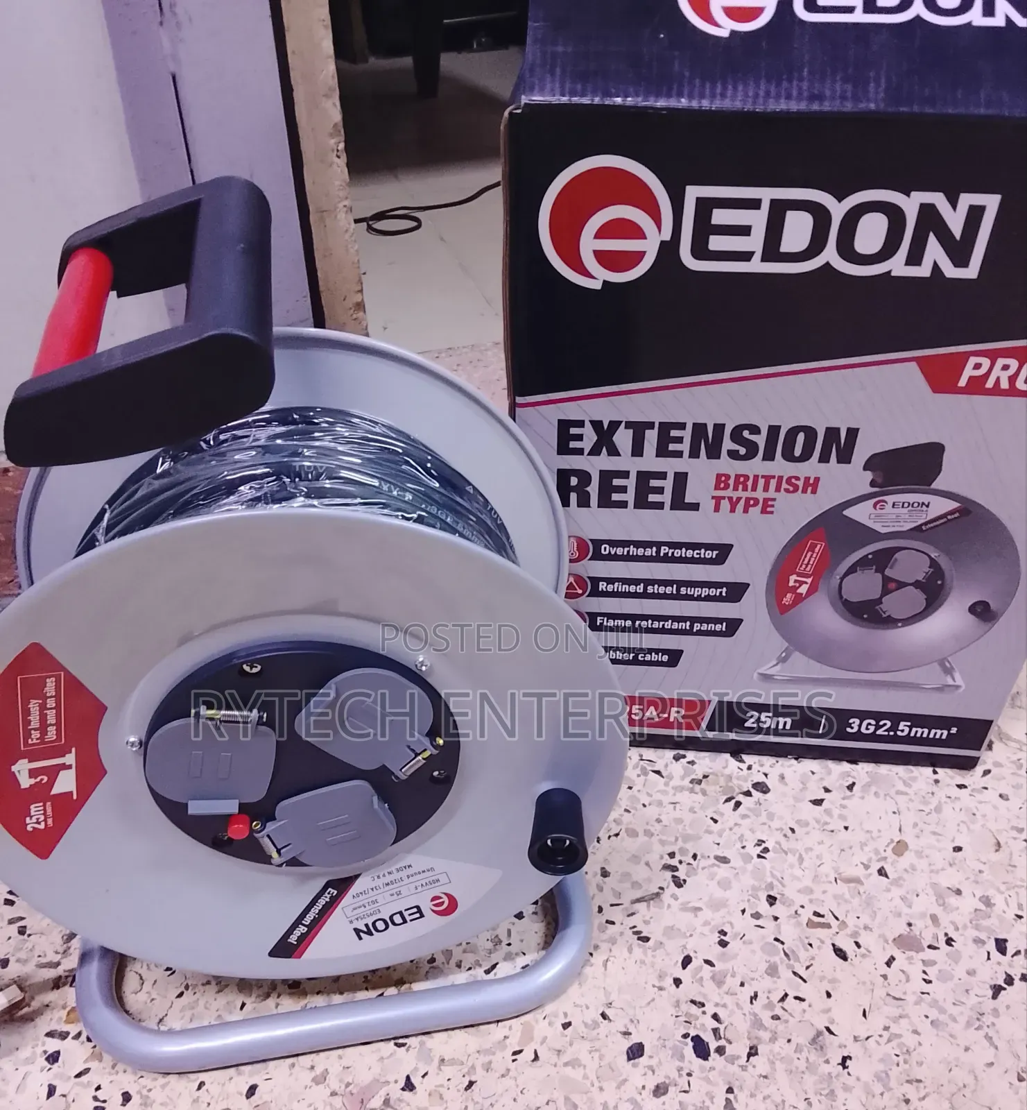 New Edon Extension Cable Reel 2.5mm by 25 Meters