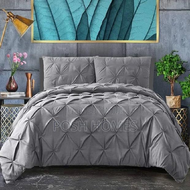Grey Pintuck Duvet Cover Set - main view