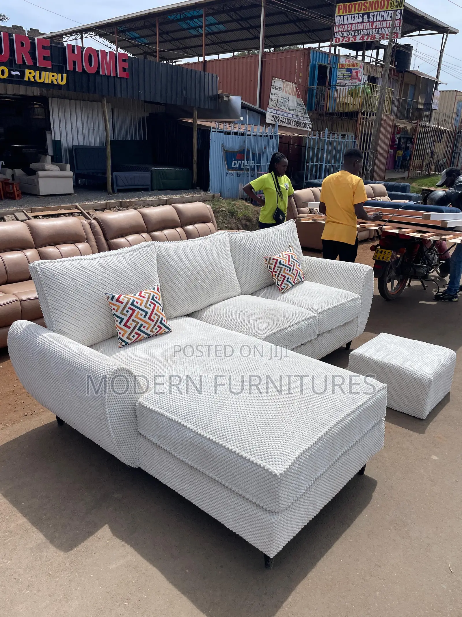 White Stylish L Sofa/ L Shaped Sofa