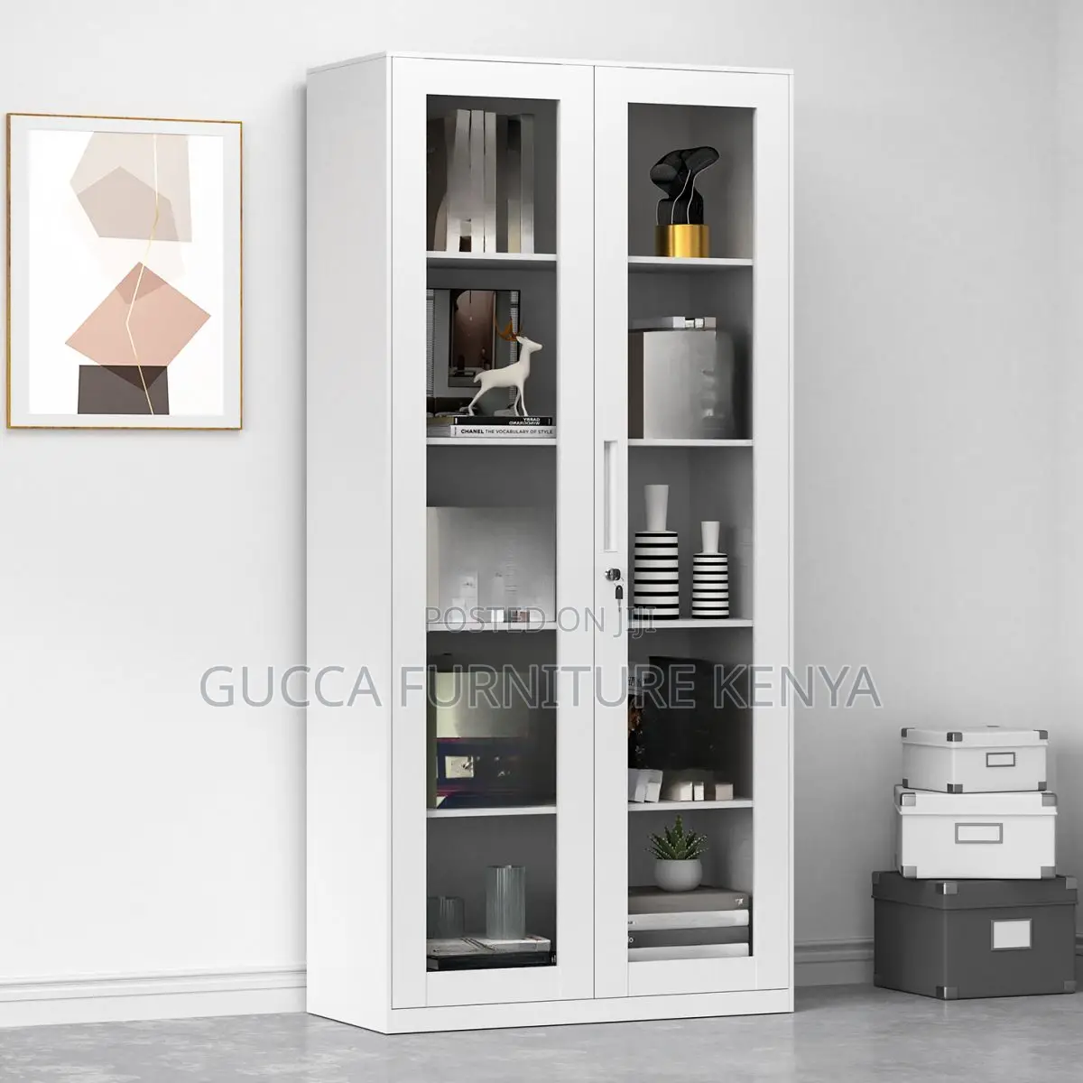 2-door Full Glass Office Storage Cabinet