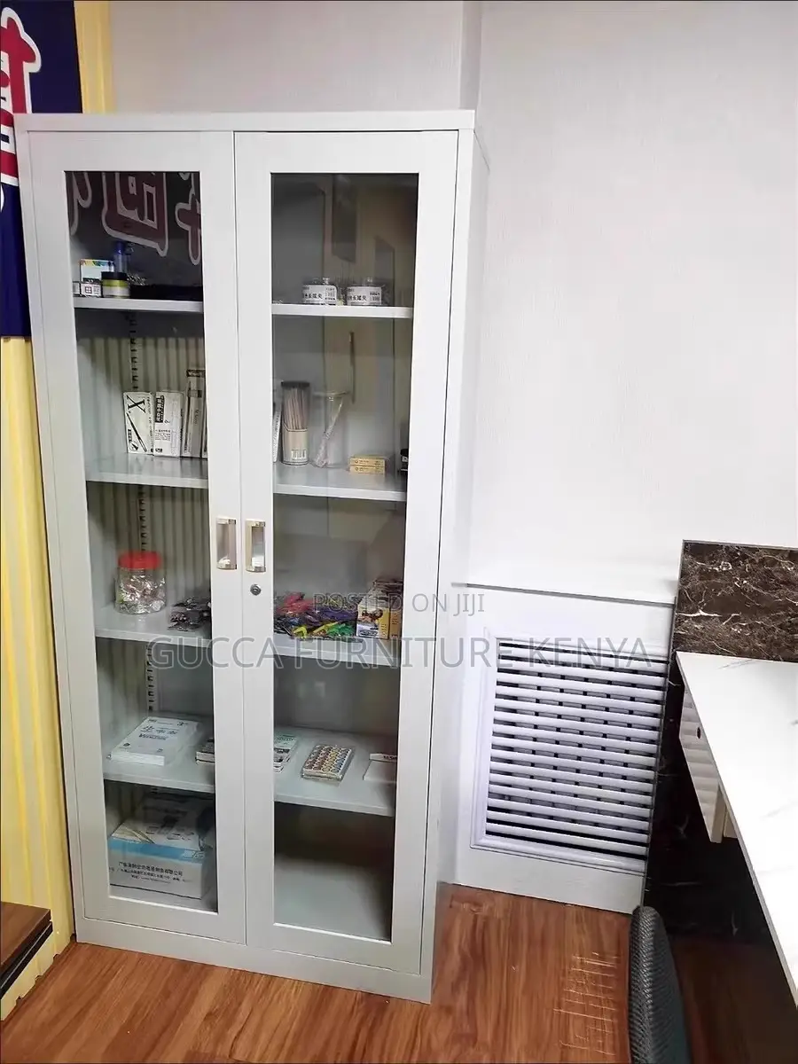 2-door Full Glass Office Storage Cabinet
