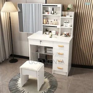 Home Dressing Table; Home Makeup Table With Sliding Mirror And Stool
