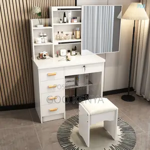 Home Dressing Table; Home Makeup Table With Sliding Mirror And Stool