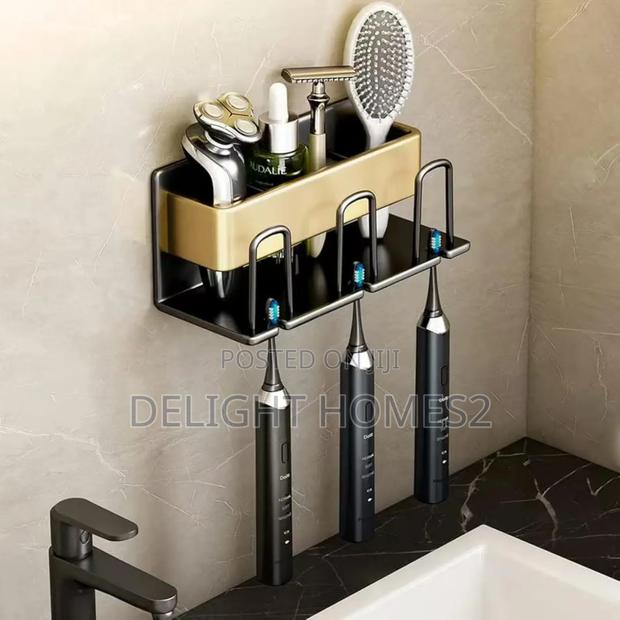 Metallic Wall Mounted Tooth Brush/Paste Holder_nje - thumbnail 2