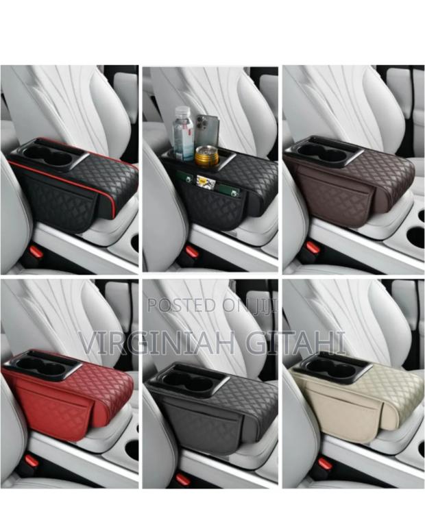 3 In1auto Center Console Armrest Cushion With 2 Cups Holder Phone