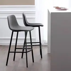 Home Bar Stool; Metal Kitchen Bar Stool With Comfortable Leather Seat