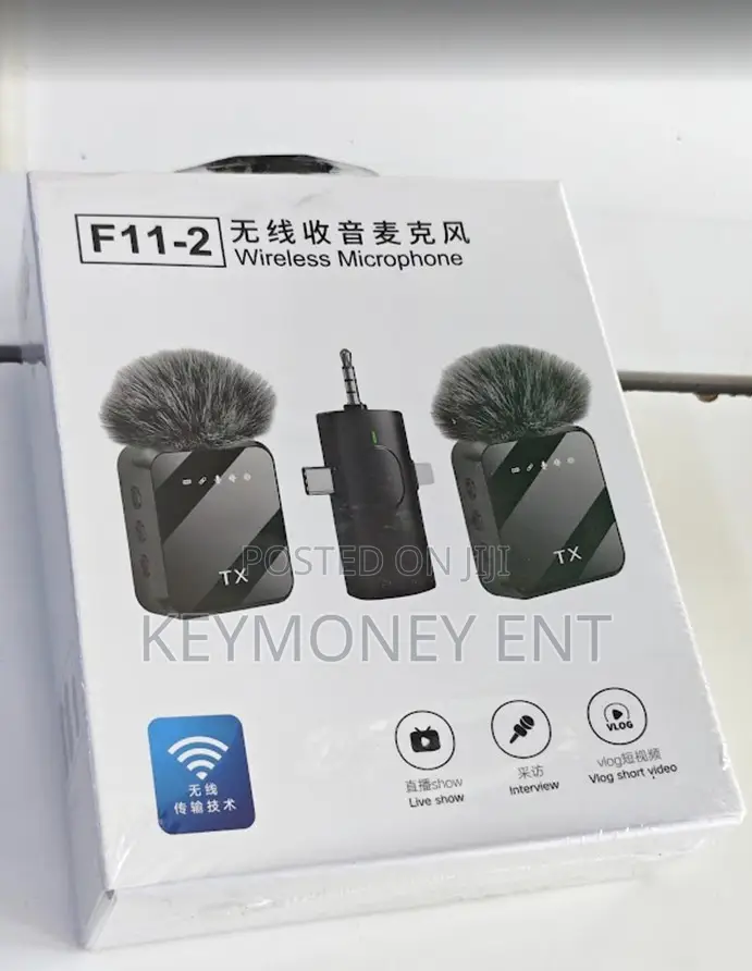 F11-2 Wireless Lavalier Microphone 3-in-1 With Dual Clip-on Mics