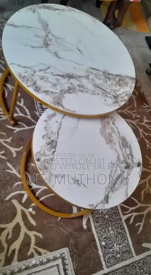 With Glass Top. Marble Nesting Table. Original