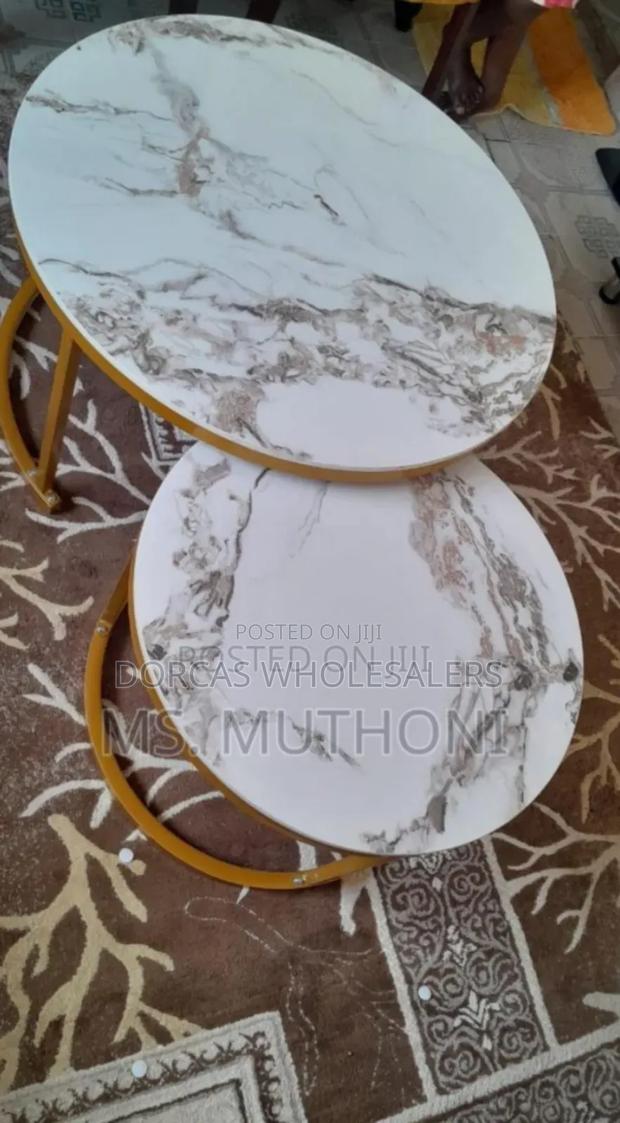 With Glass Top. Marble Nesting Table. Original - main view